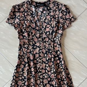 Realisation Par Monica Black Floral Button-Front Dress - Pink Floral, S